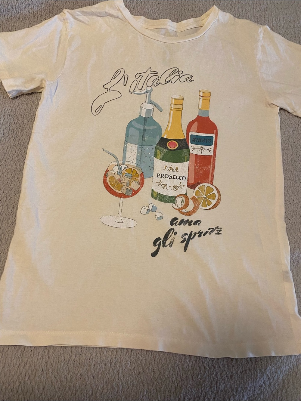 VICI Women’s Cream Graphic Italy Spritz T‑Shirt